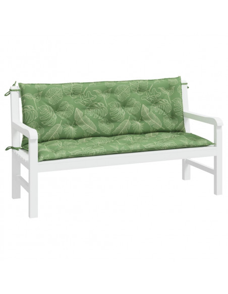 Cuscini Panca Giardino 2 pz Motivo a Foglie 150x50x7 cm Tessuto