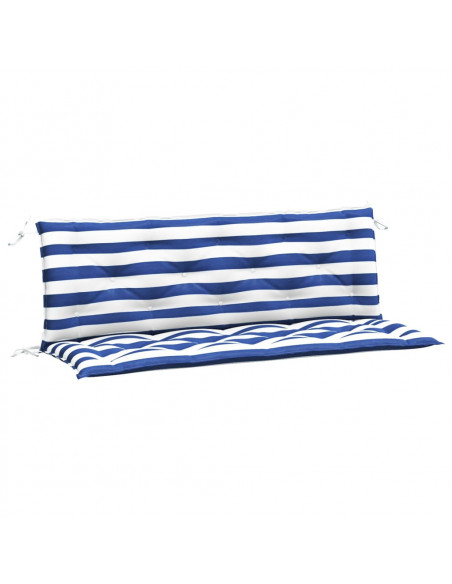 Cuscini Panca Giardino 2pz Righe Bianche Blu 150x50x7cm Tessuto