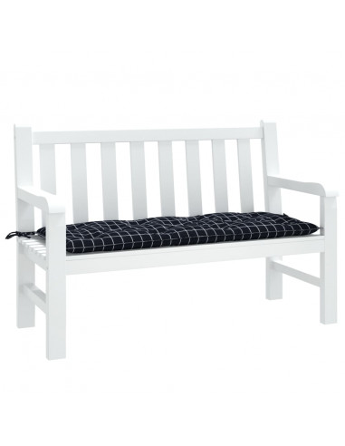 Cuscino Panca Giardino Motivo a Quadri Nero 120x50x7 cm Tessuto