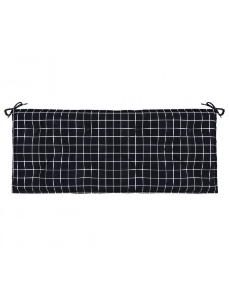 Cuscino Panca Giardino Motivo a Quadri Nero 120x50x7 cm Tessuto