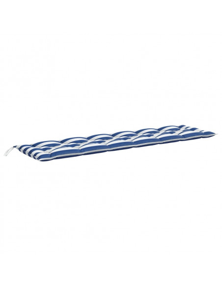 Cuscino Panca Giardino Righe Bianche e Blu 200x50x7 cm Tessuto