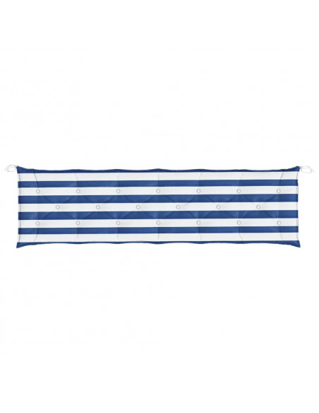 Cuscino Panca Giardino Righe Bianche e Blu 200x50x7 cm Tessuto