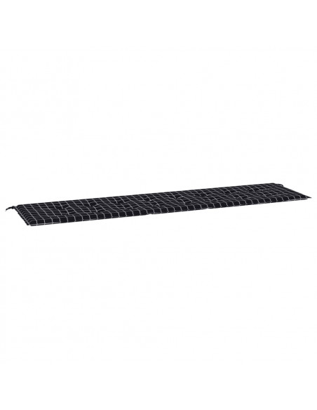 Cuscino Panca Giardino Motivo a Quadri Nero 200x50x3 cm Tessuto