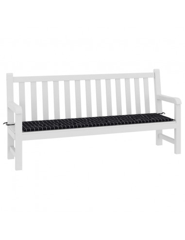 Cuscino Panca Giardino Motivo a Quadri Nero 200x50x3 cm Tessuto