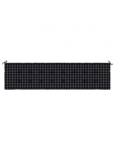 Cuscino Panca Giardino Motivo a Quadri Nero 200x50x3 cm Tessuto
