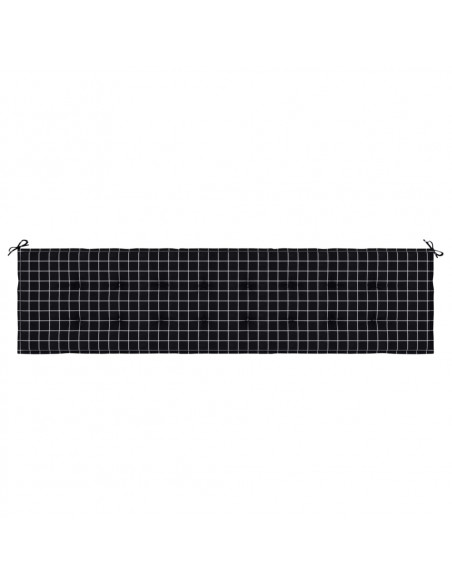 Cuscino Panca Giardino Motivo a Quadri Nero 200x50x3 cm Tessuto