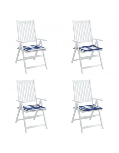 Cuscini per Sedia 4 pz Strisce Bianche e Blu 40x40x3 cm Tessuto