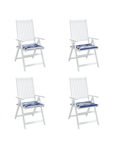 Cuscini per Sedia 4 pz Strisce Bianche e Blu 40x40x3 cm Tessuto