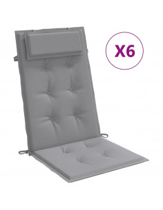 Cuscini per Sedia Schienale Alto 6 pz Grigio Tessuto Oxford 2