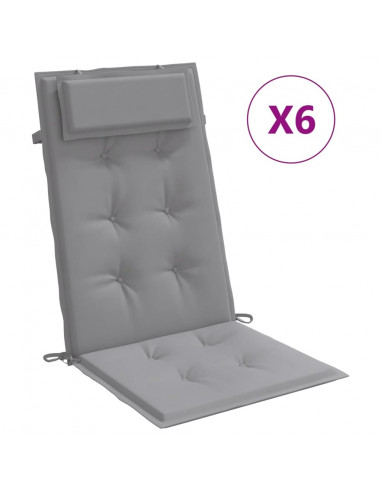 Cuscini per Sedia Schienale Alto 6 pz Grigio Tessuto Oxford