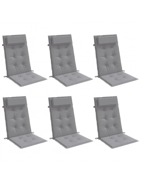 Cuscini per Sedia Schienale Alto 6 pz Grigio Tessuto Oxford