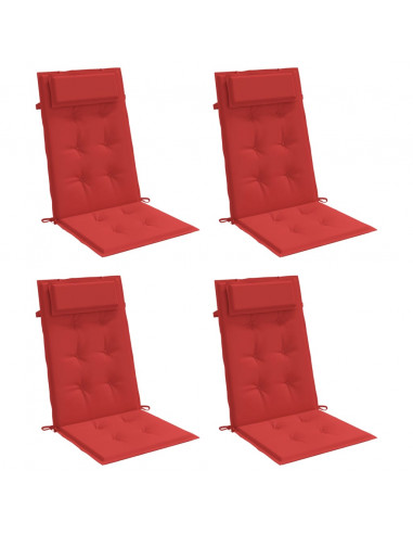 Cuscini per Sedia con Schienale Alto 4 pz Rosso Tessuto Oxford