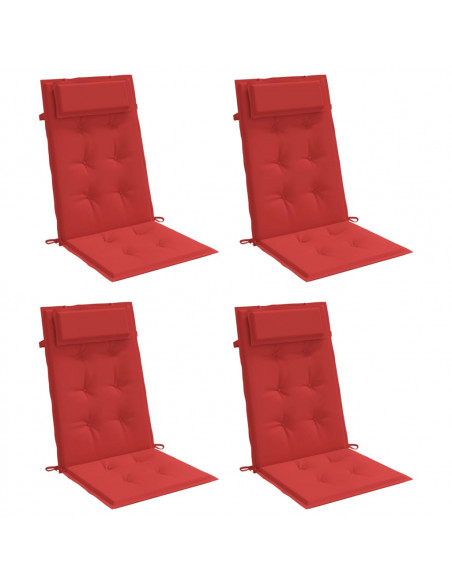 Cuscini per Sedia con Schienale Alto 4 pz Rosso Tessuto Oxford