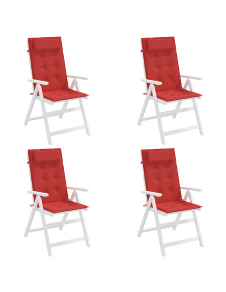 Cuscini per Sedia con Schienale Alto 4 pz Rosso Tessuto Oxford