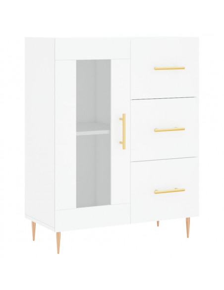 Credenza Bianca 69,5x34x180 cm in Legno Multistrato