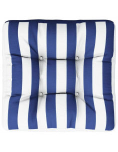 Cuscino per Pallet Strisce Bianche e Blu 60x60x12 cm in Tessuto 2