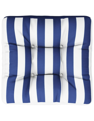 Cuscino per Pallet Strisce Bianche e Blu 60x60x12 cm in Tessuto