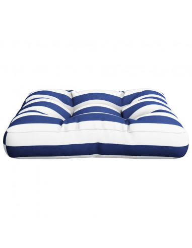 Cuscino per Pallet Strisce Bianche e Blu 60x60x12 cm in Tessuto