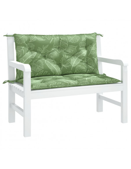 Cuscini Panca Giardino 2 pz Motivo a Foglie 100x50x7 cm Tessuto