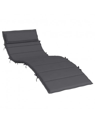 Cuscino per Lettino Antracite 180x60x3 cm in Tessuto Oxford