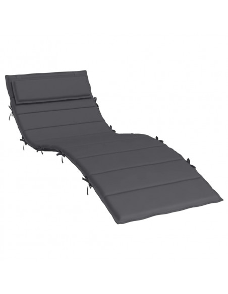 Cuscino per Lettino Antracite 180x60x3 cm in Tessuto Oxford