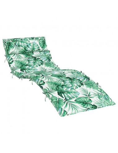 Cuscino per Lettino Motivo Foglie 180x60x3 cm in Tessuto Oxford
