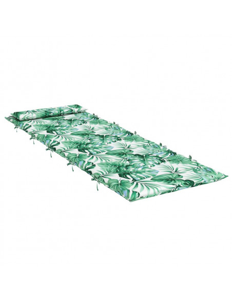 Cuscino per Lettino Motivo Foglie 180x60x3 cm in Tessuto Oxford