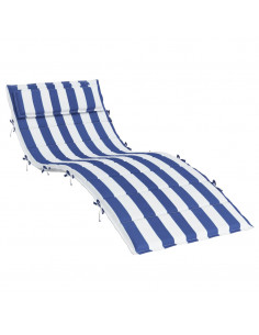 Cuscino per Lettino Righe Bianche e Blu 180x60x3 Tessuto Oxford 2