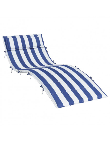 Cuscino per Lettino Righe Bianche e Blu 180x60x3 Tessuto Oxford