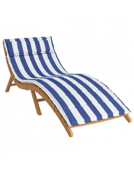 Cuscino per Lettino Righe Bianche e Blu 180x60x3 Tessuto Oxford