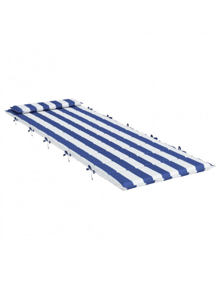 Cuscino per Lettino Righe Bianche e Blu 180x60x3 Tessuto Oxford