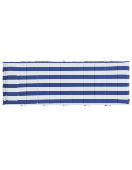 Cuscino per Lettino Righe Bianche e Blu 180x60x3 Tessuto Oxford