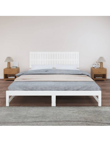 Testiera da Parete Bianca 185x3x60 cm in Legno Massello di Pino