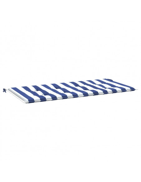 Cuscino Panca Giardino Bianco e Blu 120x50x3 cm Tessuto Oxford