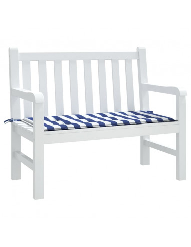 Cuscino Panca Giardino Bianco e Blu 120x50x3 cm Tessuto Oxford