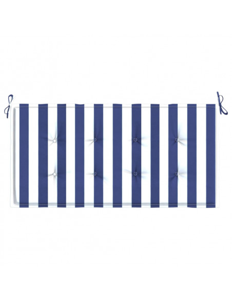 Cuscino Panca Giardino Bianco e Blu 120x50x3 cm Tessuto Oxford