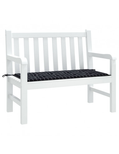 Cuscino Panca Giardino a Quadri Nero 120x50x3cm Tessuto Oxford