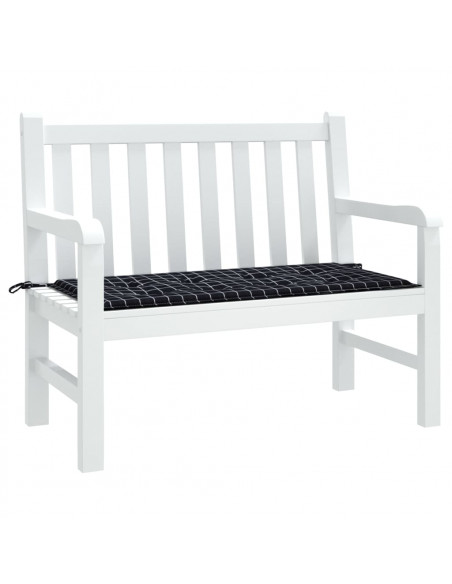 Cuscino Panca Giardino a Quadri Nero 120x50x3cm Tessuto Oxford