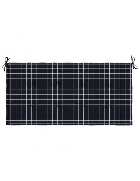 Cuscino Panca Giardino a Quadri Nero 120x50x3cm Tessuto Oxford