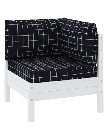 Cuscini per Pallet 3 pz Motivo a Quadri Nero in Tessuto Oxford