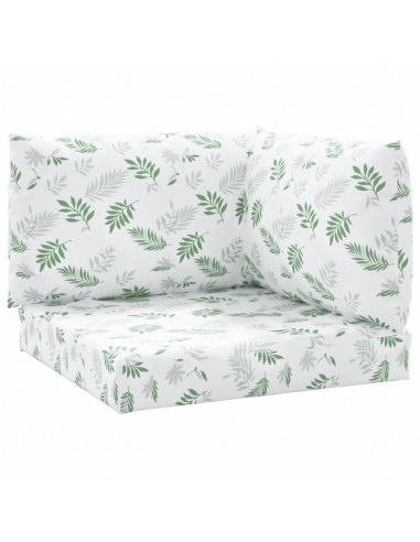 Cuscini per Pallet 3 pz Motivo a Foglie in Tessuto Oxford