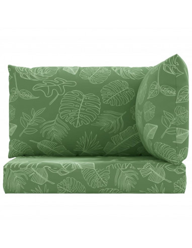 Cuscini per Pallet 3 pz Motivo a Foglie in Tessuto Oxford