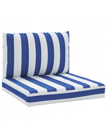Cuscini per Pallet 2 pz Strisce Blu e Bianche Tessuto Oxford