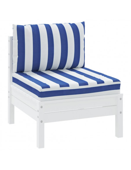 Cuscini per Pallet 2 pz Strisce Blu e Bianche Tessuto Oxford