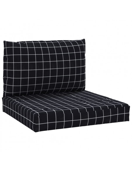 Cuscini per Pallet 2 pz Motivo a Quadri Nero in Tessuto Oxford