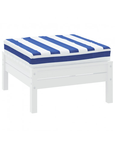Cuscino Pallet Strisce Bianche e Blu 60x60x8 cm Tessuto Oxford