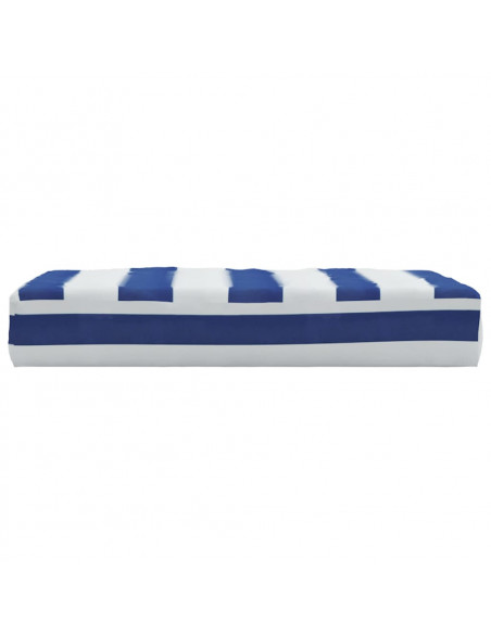 Cuscino Pallet Strisce Bianche e Blu 60x60x8 cm Tessuto Oxford