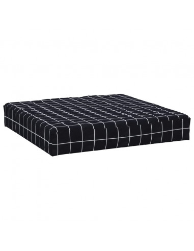 Cuscino Pallet Motivo a Quadri Nero 60x60x8 cm Tessuto Oxford
