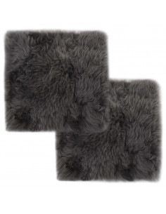 Cuscini Sedie 2 pz Grigio Chiaro 40x40cm Vera Pelle di Montone 2