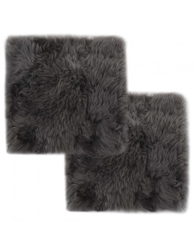 Cuscini Sedie 2 pz Grigio Chiaro 40x40cm Vera Pelle di Montone